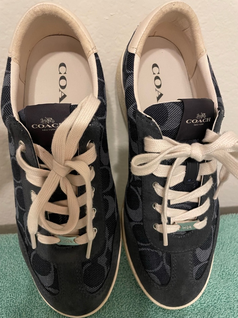 Coach Black and Cream Signature Logo Low-Top Sneakers